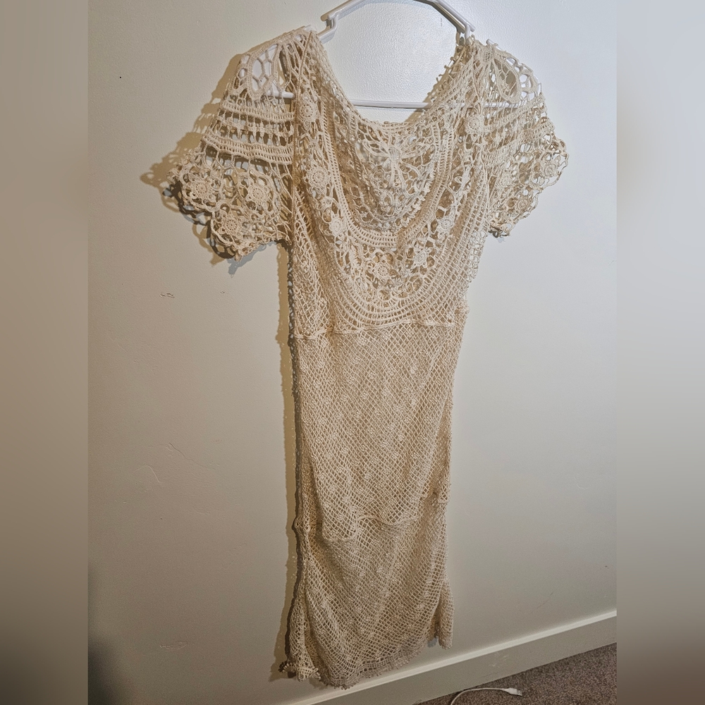Lovestitch Cream Crochet Swim Coverup